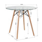 Modern Round Glass Dining Table with Wooden Legs Chad