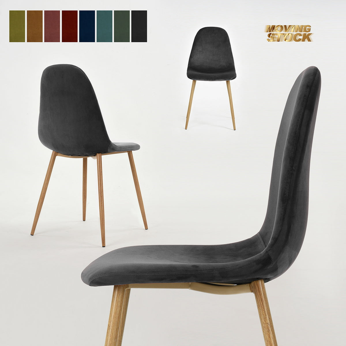 Dining Chairs Velvet Upholstered Metal Legs Charlton