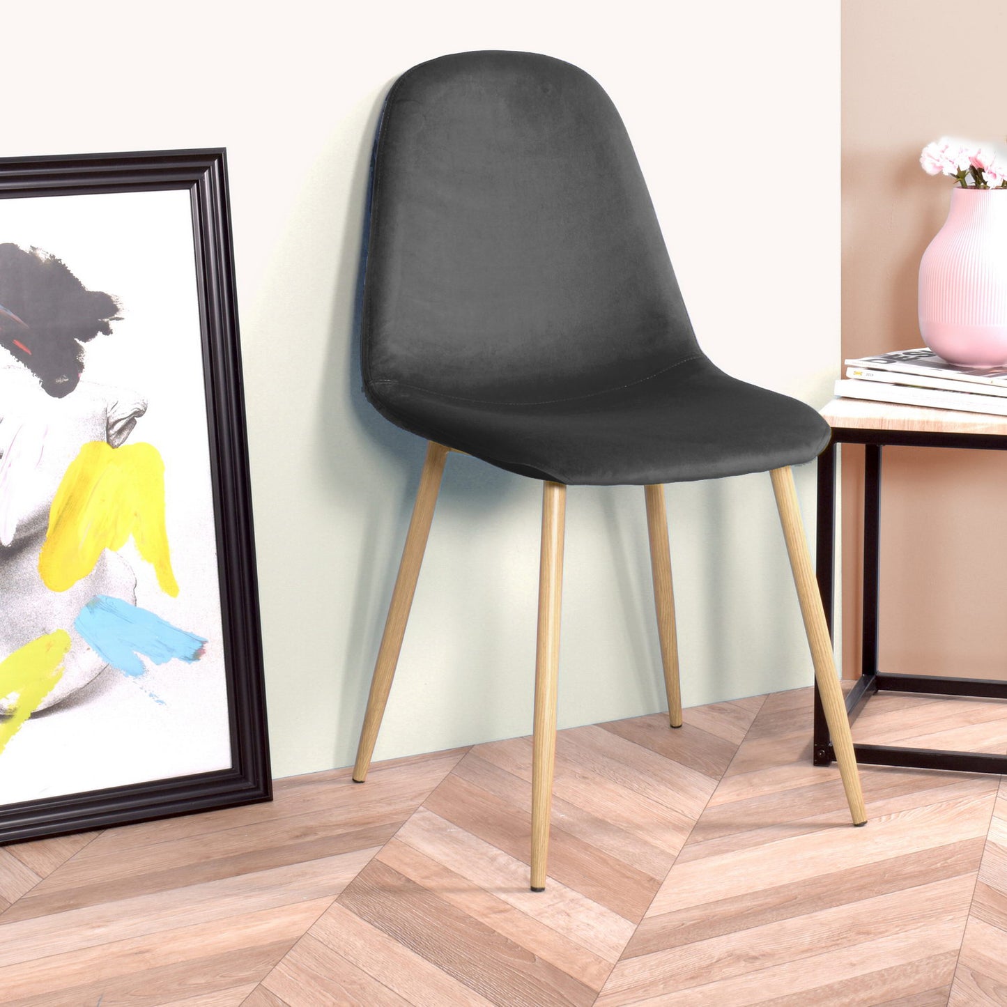 Dining Chairs Velvet Upholstered Metal Legs Charlton