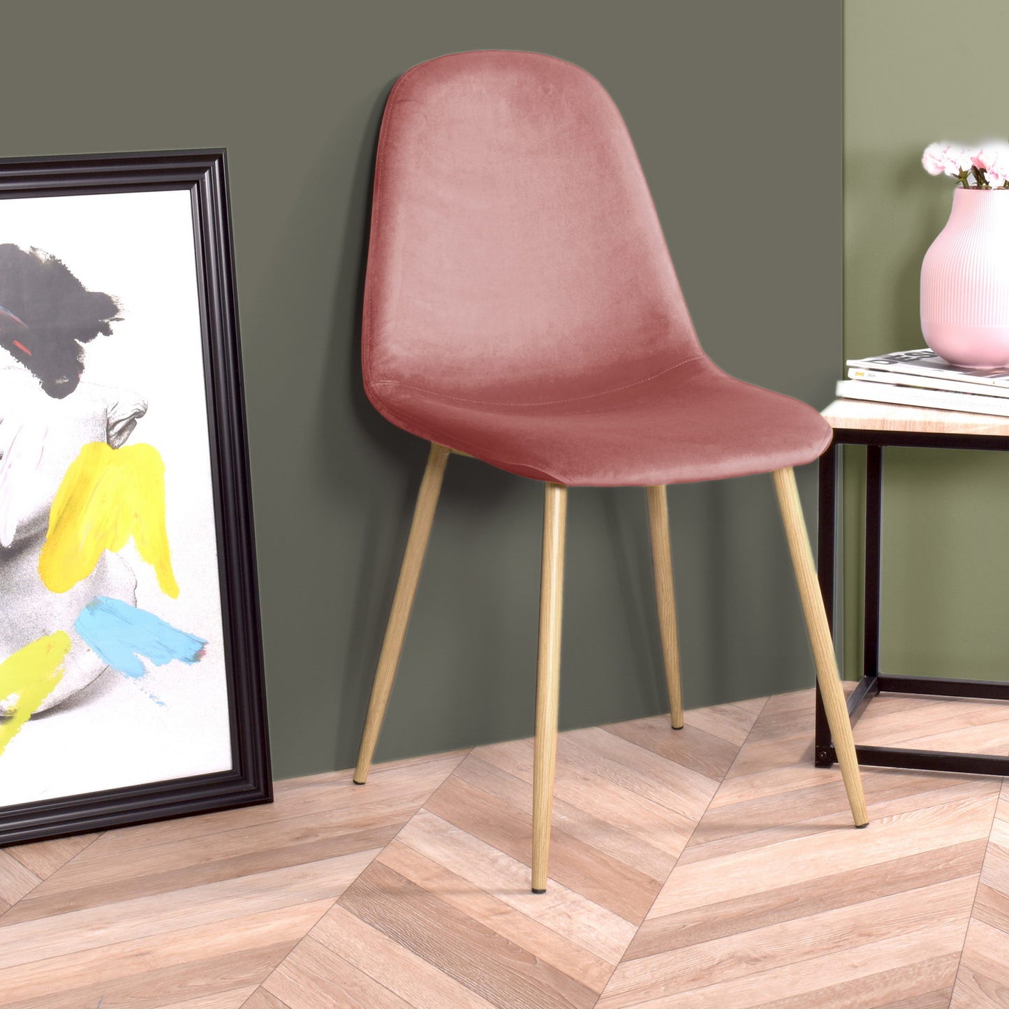 Dining Chairs Velvet Upholstered Metal Legs Charlton