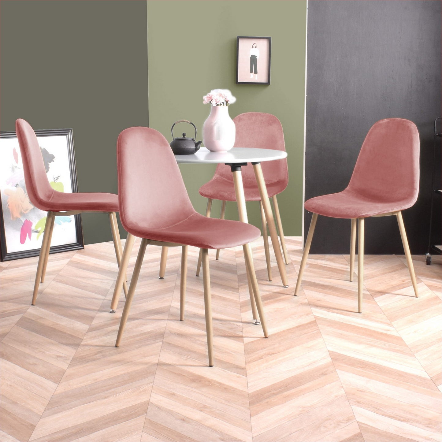 Dining Chairs Velvet Upholstered Metal Legs Charlton
