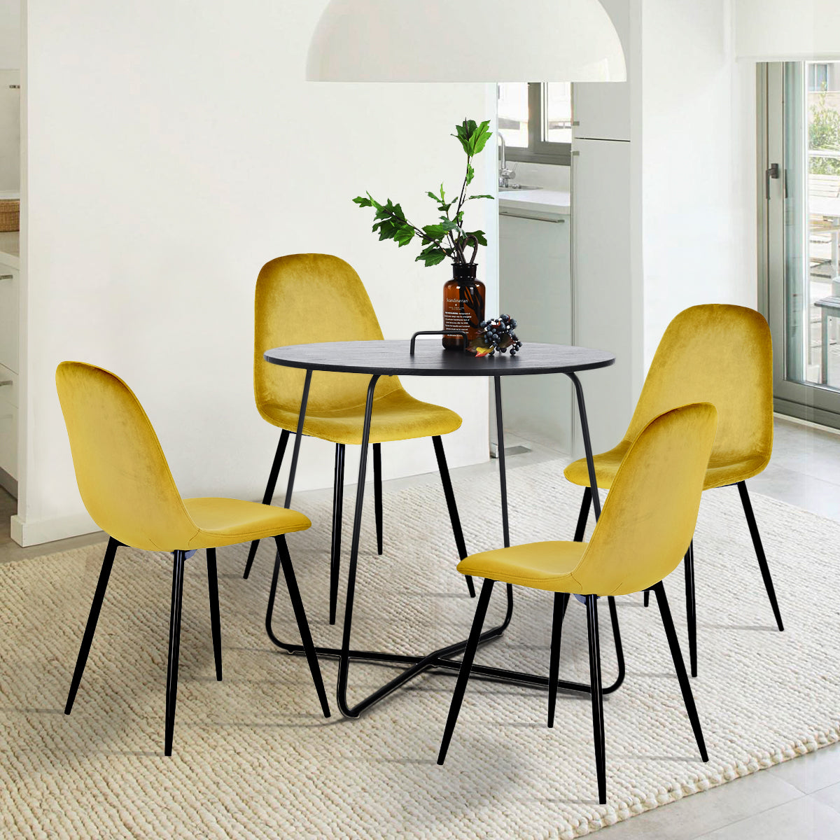 Dining Chairs Velvet Upholstered Metal Legs Charlton