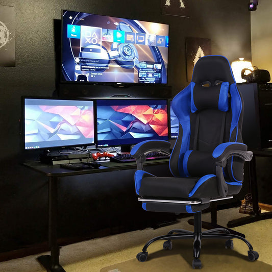 Gaming Chair Mesh Racing Office Chair Recliner Swivel Rocker with Headrest and Lumbar Pillow Chika
