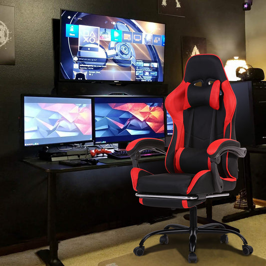 Gaming Chair Mesh Racing Office Chair Recliner Swivel Rocker with Headrest and Lumbar Pillow Chika