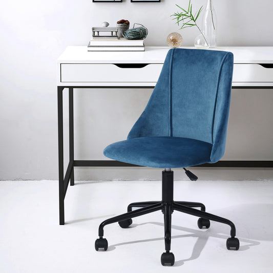 Velvet Upholstered Swivel Ergonomic Home Office Chair Armrest Cian