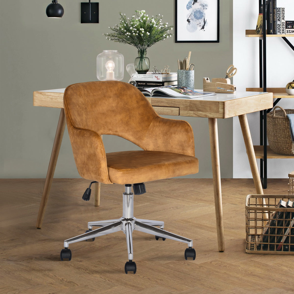 Fabric Upholstered Swivel Ergonomic Home Office Chair Clarkson