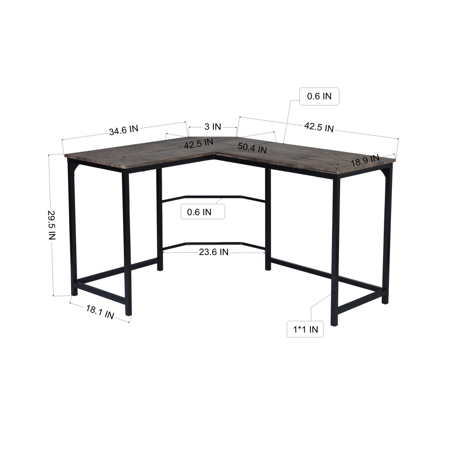 L-Shaped Computer Office Desk Writing Workstation Corwith