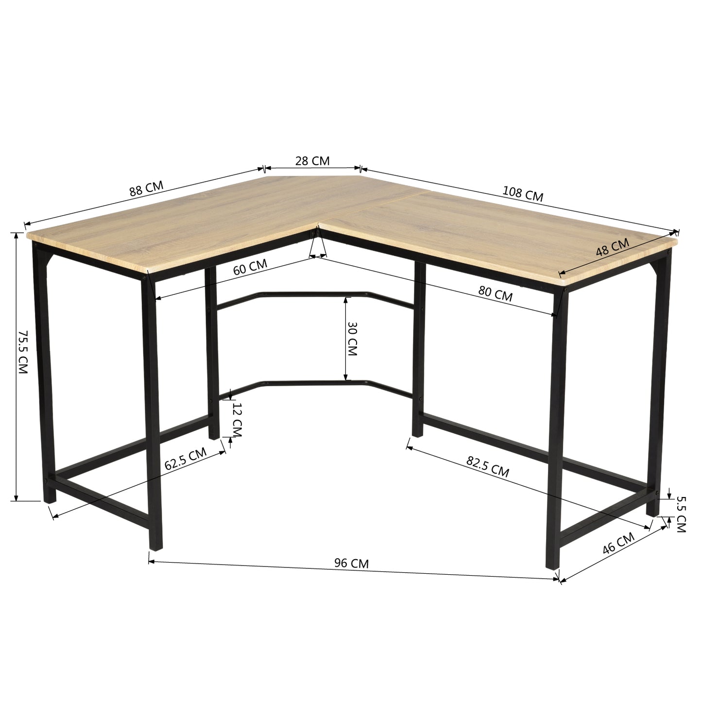 L-Shaped Computer Office Desk Writing Workstation Corwith