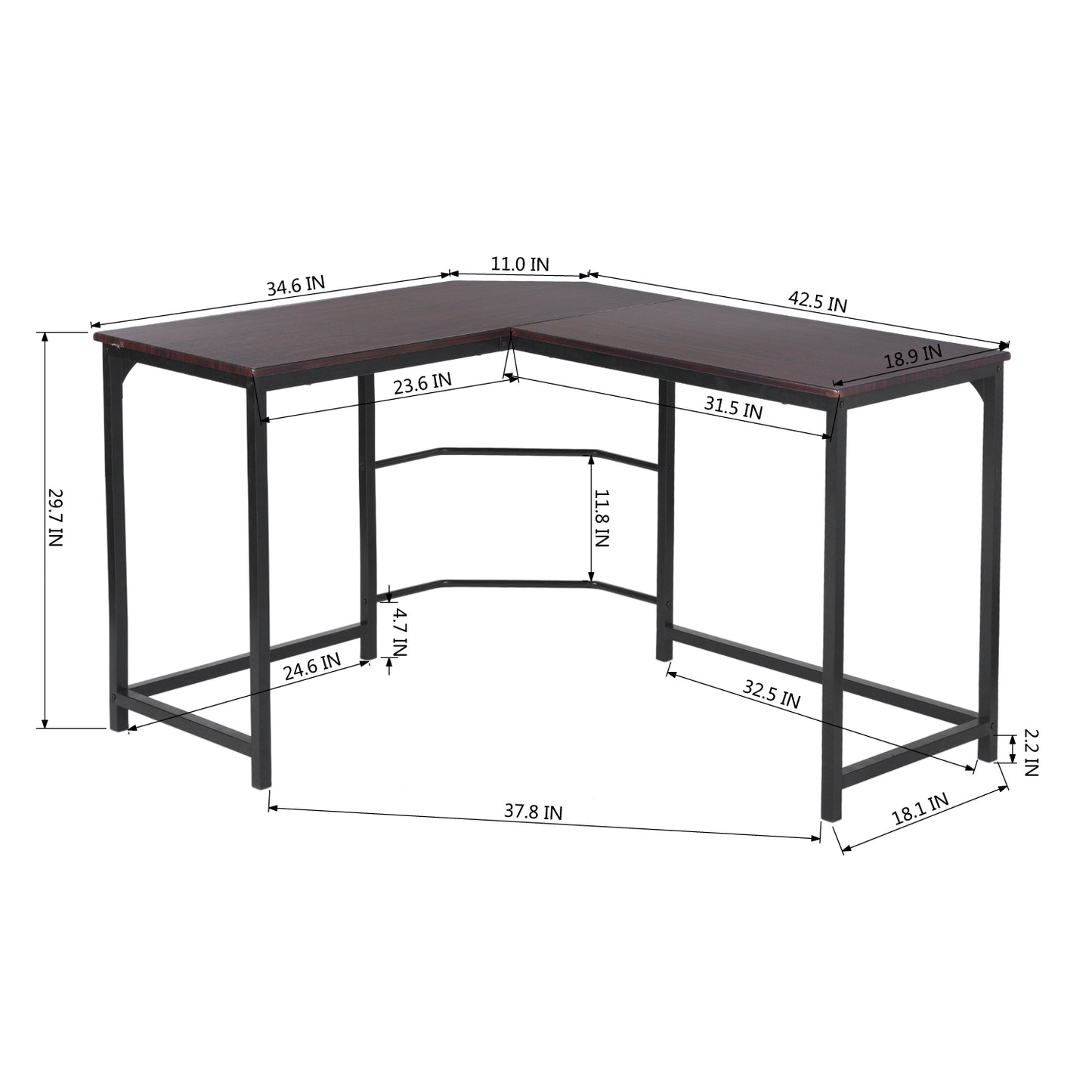 L-Shaped Computer Office Desk Writing Workstation Corwith