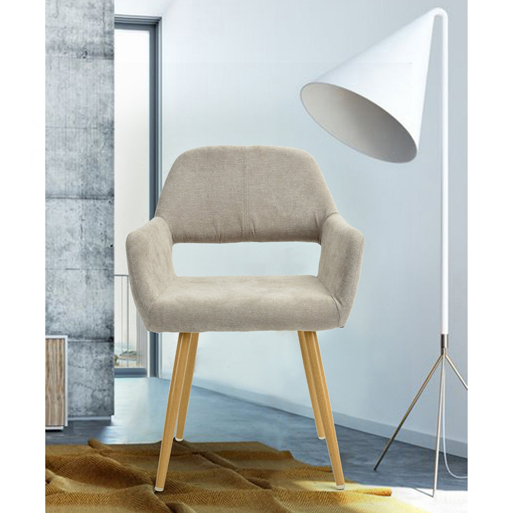 Dining Chairs Fabric Upholstered Metal Legs Armrest Cromwell