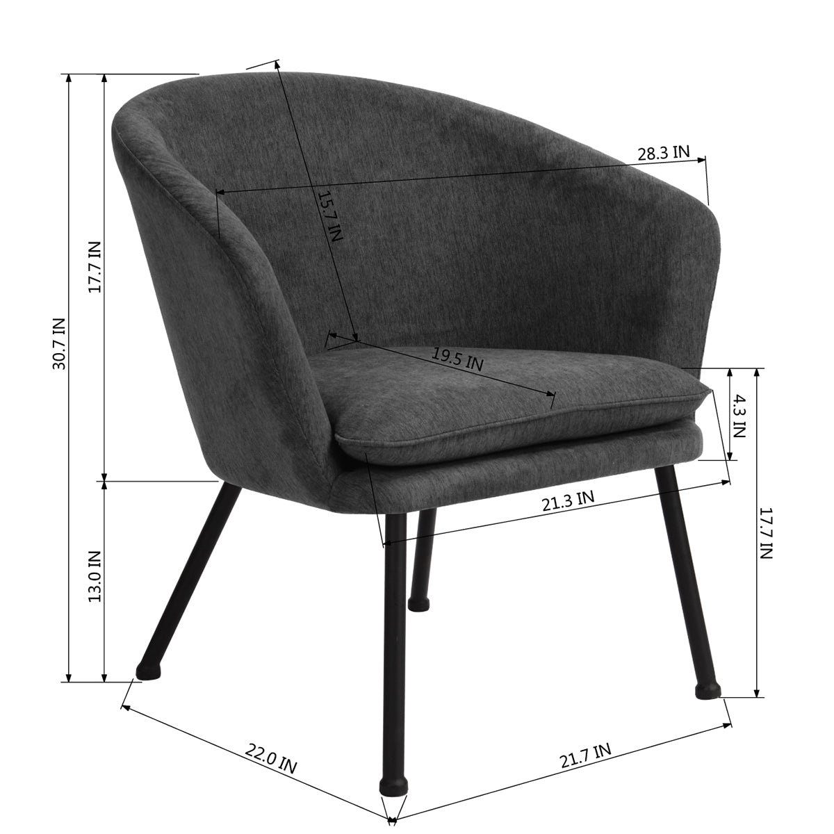 Accent Chair Fabric Upholstered Metal Legs Armrest Dining Chair Dixier