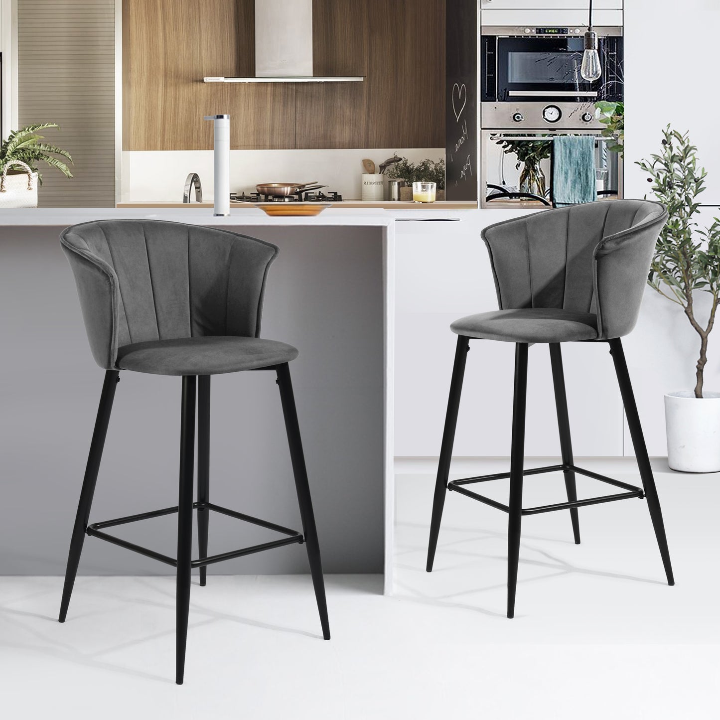 Barstools Velvet Upholstered Bar Stools Doncic