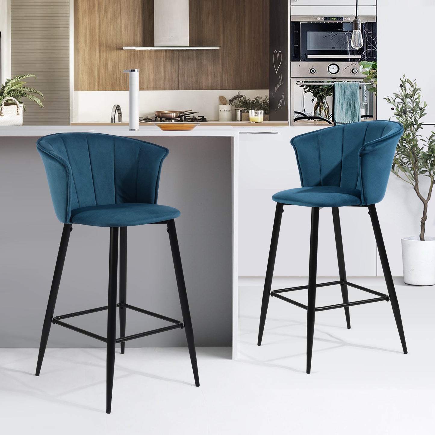 Barstools Velvet Upholstered Bar Stools Doncic