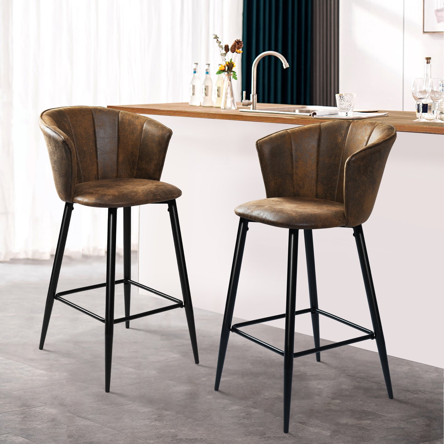 Barstools Suede Upholstered Bar Stools Doncic
