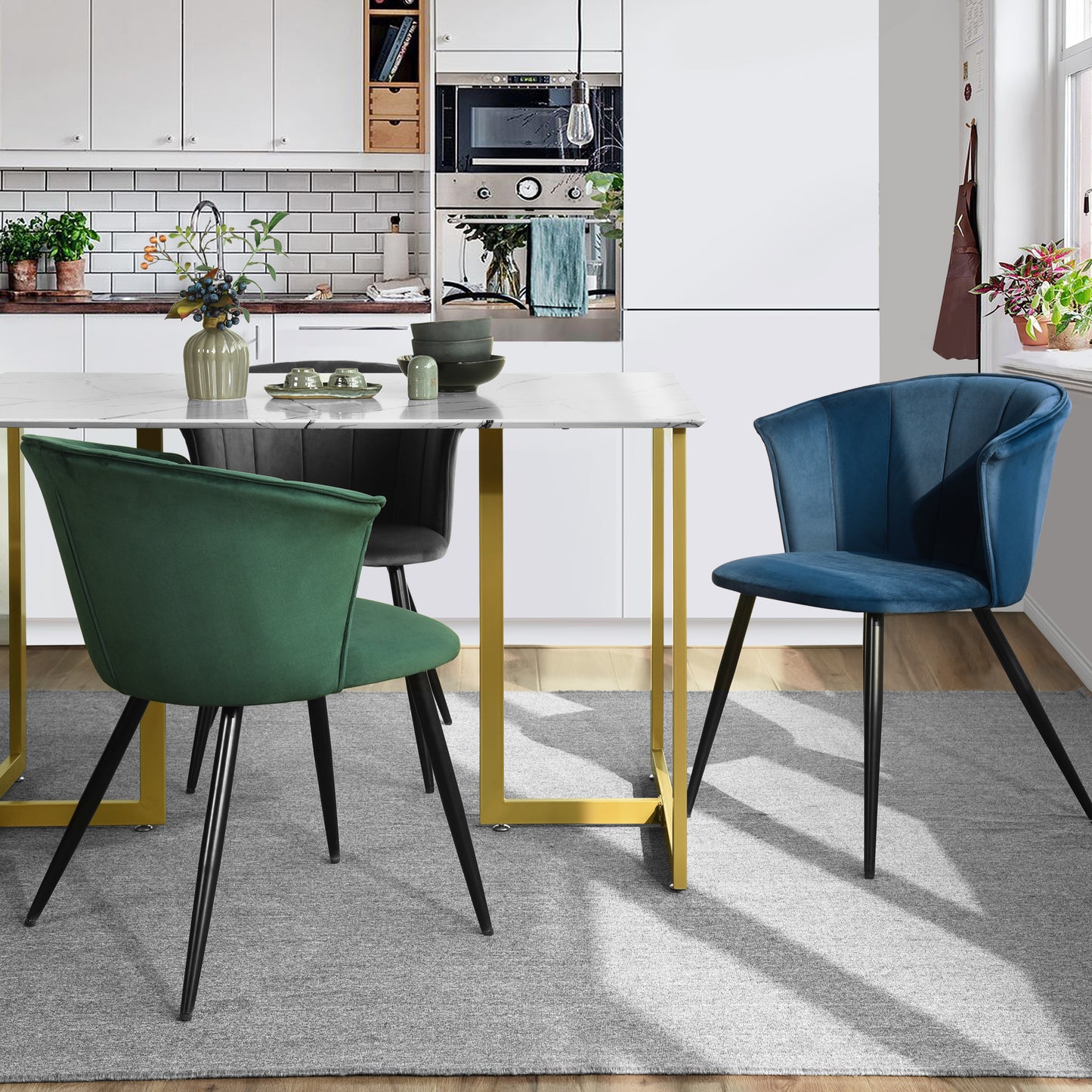 Dining Chairs Velvet Upholstered Metal Legs Doncic