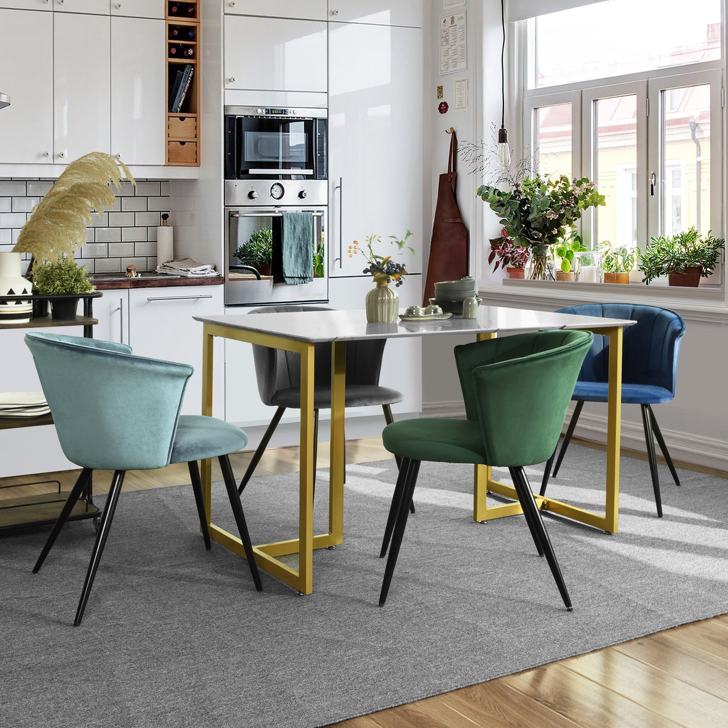 Dining Chairs Velvet Upholstered Metal Legs Doncic
