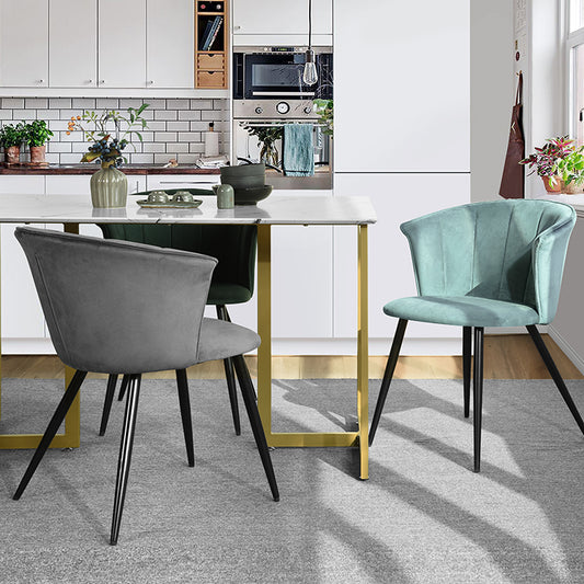 Dining Chairs Velvet Upholstered Metal Legs Doncic