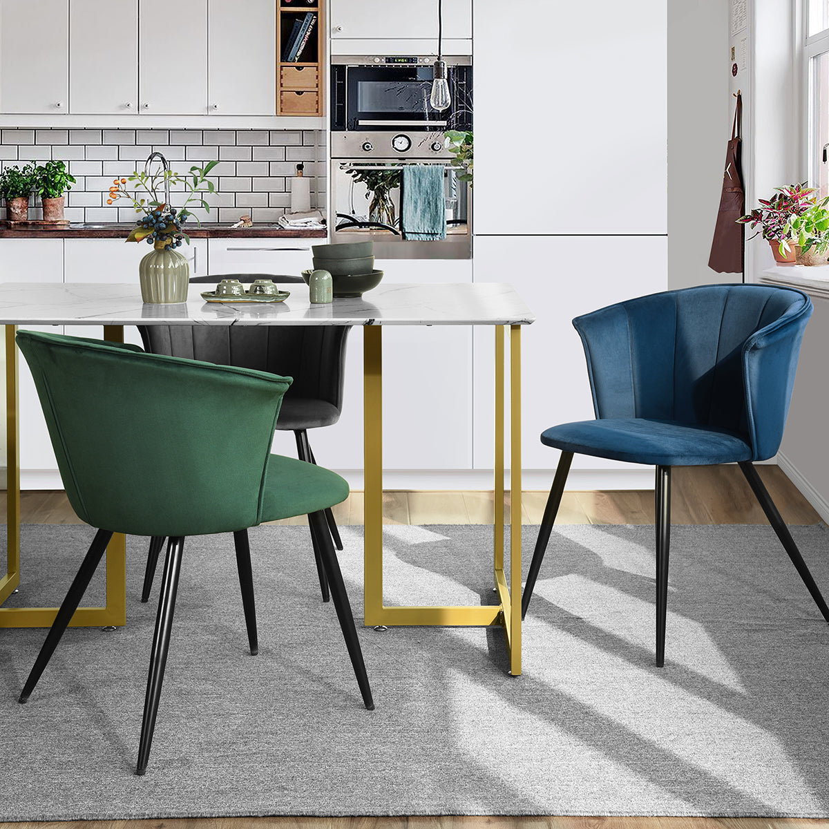 Dining Chairs Velvet Upholstered Metal Legs Doncic