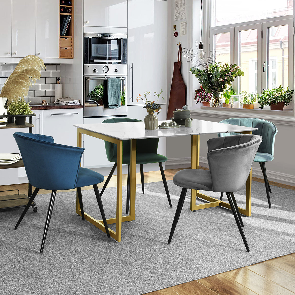 Dining Chairs Velvet Upholstered Metal Legs Doncic
