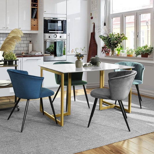 Dining Chairs Velvet Upholstered Metal Legs Doncic