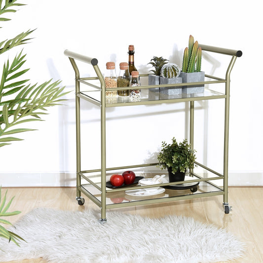 Rolling Glass Kitchen Trolley Serving Cart Don