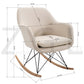 Rocking Accent Chair Fabric Velvet Wooden Legs Armrest Dottie