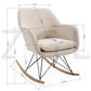 Rocking Accent Chair Fabric Velvet Wooden Legs Armrest Dottie