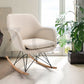 Rocking Accent Chair Fabric Velvet Wooden Legs Armrest Dottie