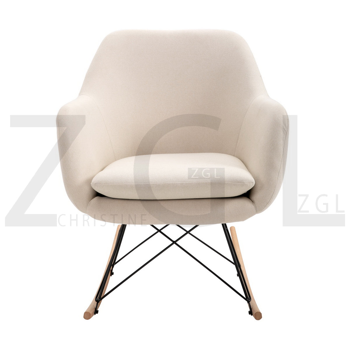 Rocking Accent Chair Fabric Velvet Wooden Legs Armrest Dottie