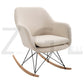Rocking Accent Chair Fabric Velvet Wooden Legs Armrest Dottie
