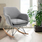 Rocking Accent Chair Fabric Velvet Wooden Legs Armrest Dottie