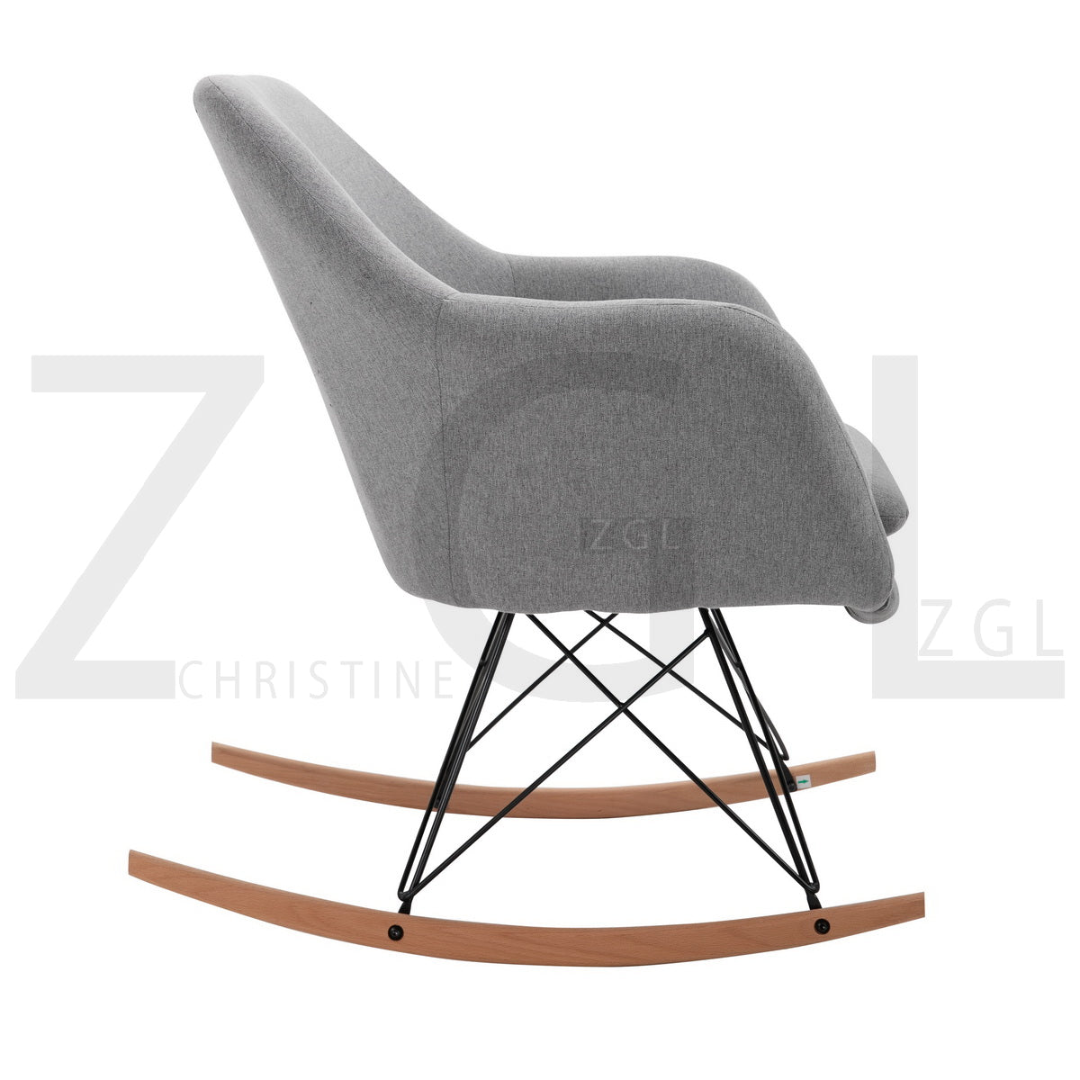 Rocking Accent Chair Fabric Velvet Wooden Legs Armrest Dottie