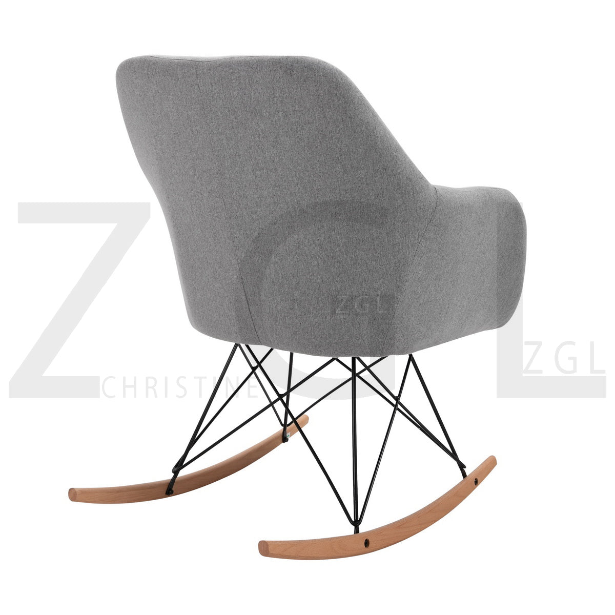 Rocking Accent Chair Fabric Velvet Wooden Legs Armrest Dottie