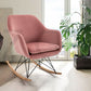 Rocking Accent Chair Fabric Velvet Wooden Legs Armrest Dottie
