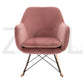 Rocking Accent Chair Fabric Velvet Wooden Legs Armrest Dottie