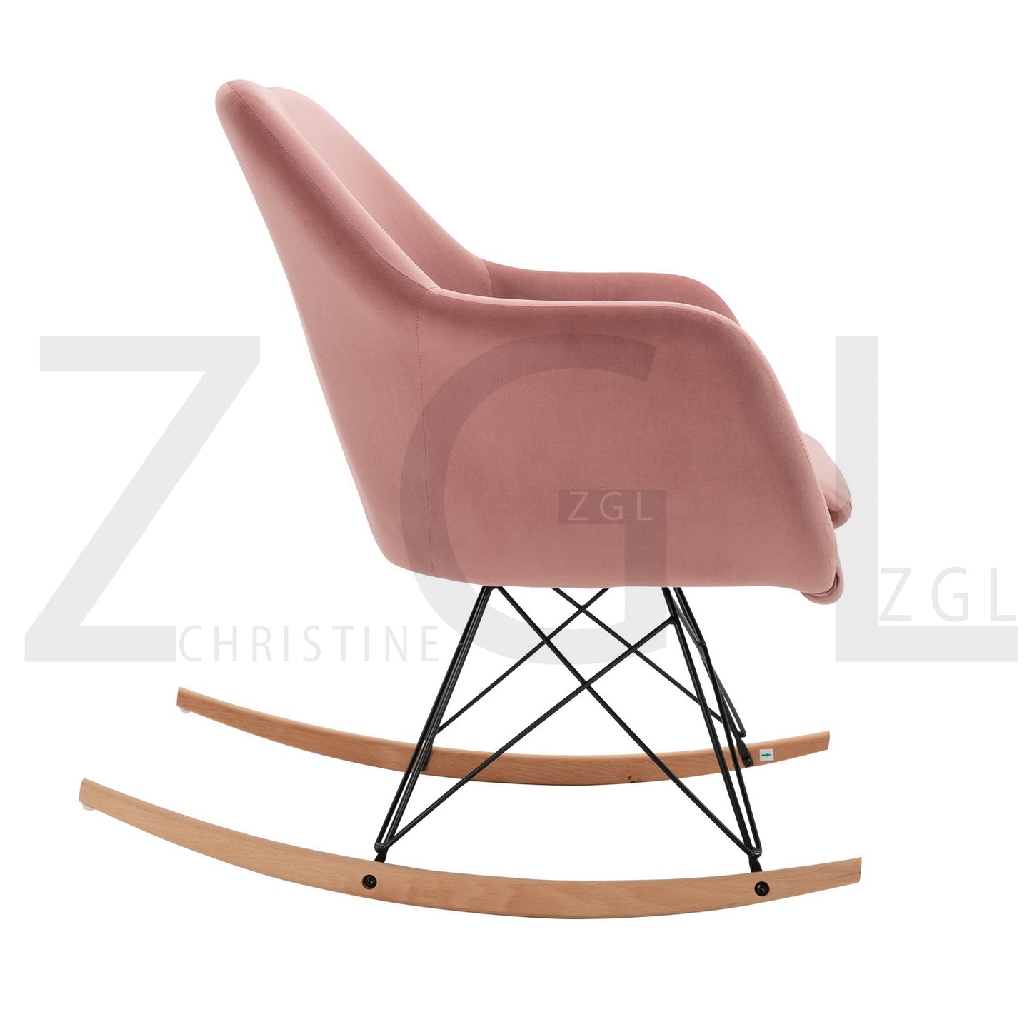 Rocking Accent Chair Fabric Velvet Wooden Legs Armrest Dottie