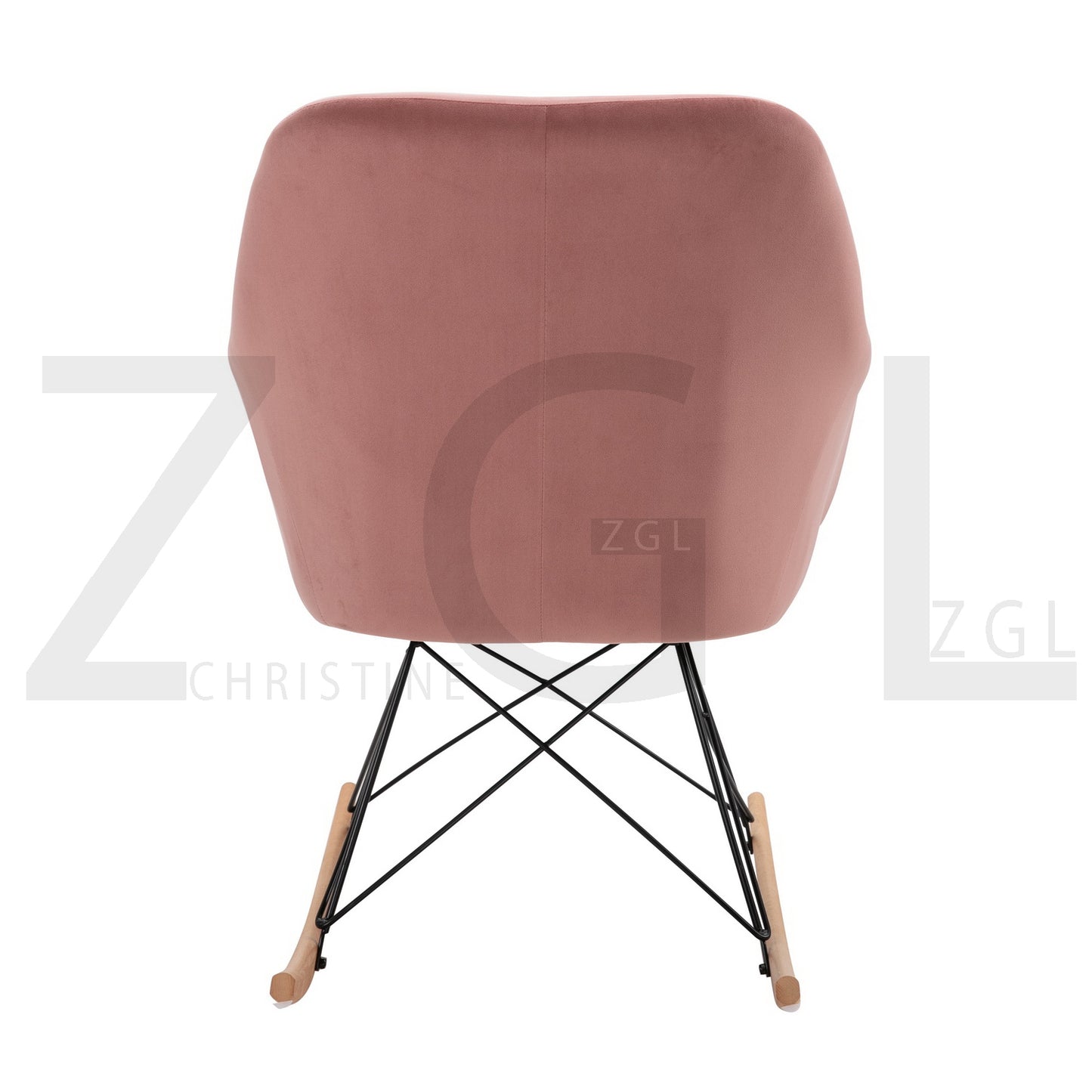 Rocking Accent Chair Fabric Velvet Wooden Legs Armrest Dottie