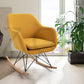 Rocking Accent Chair Fabric Velvet Wooden Legs Armrest Dottie