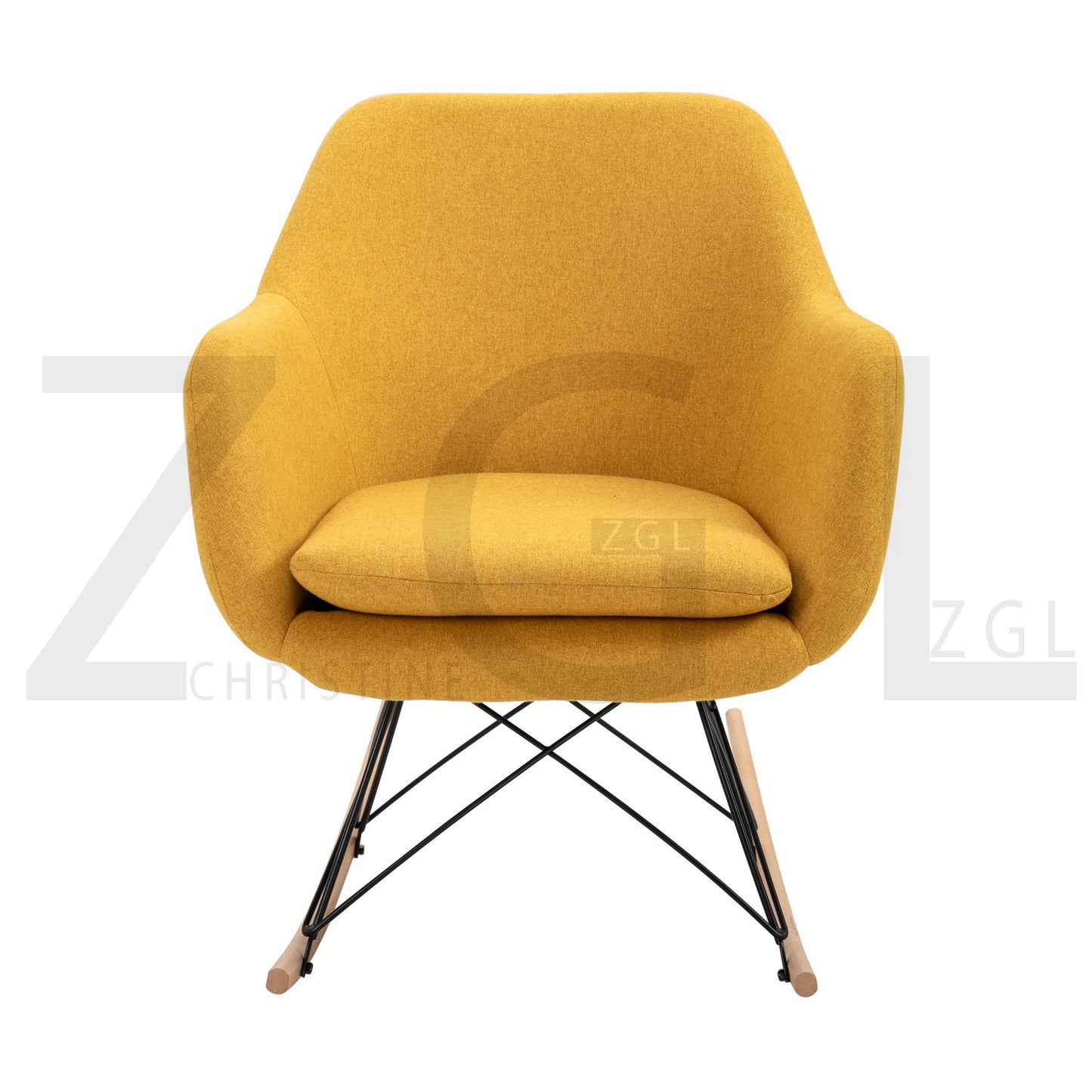 Rocking Accent Chair Fabric Velvet Wooden Legs Armrest Dottie