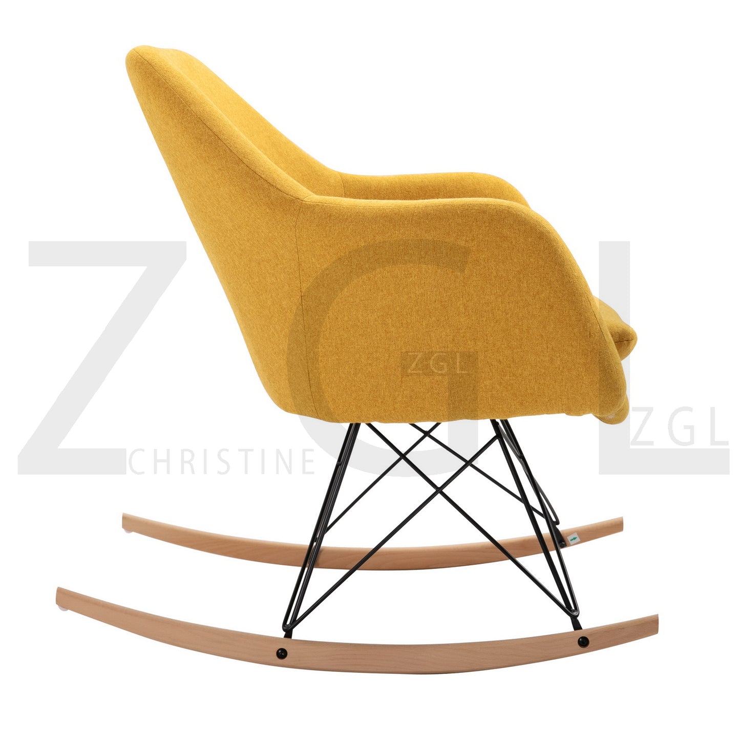 Rocking Accent Chair Fabric Velvet Wooden Legs Armrest Dottie