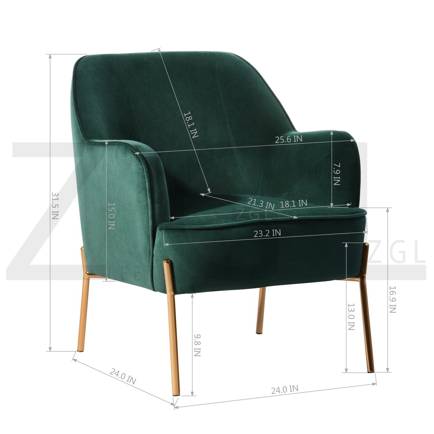 Fabric Accent Chair with Armrest Mid Century Living Room Chairs Dugan