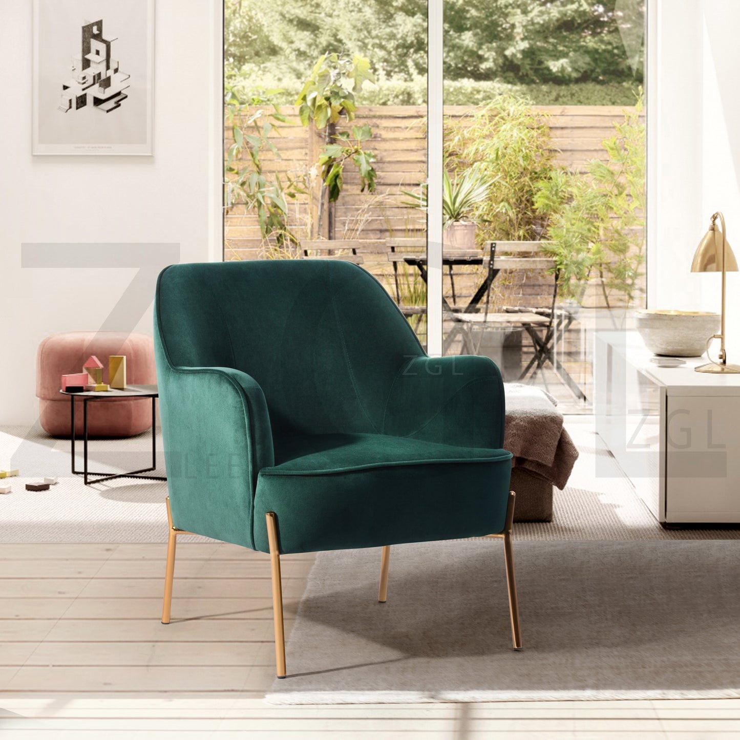 Fabric Accent Chair with Armrest Mid Century Living Room Chairs Dugan