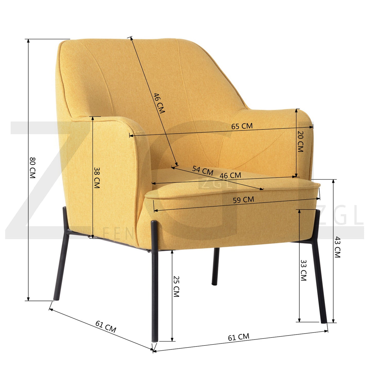 Fabric Accent Chair with Armrest Mid Century Living Room Chairs Dugan