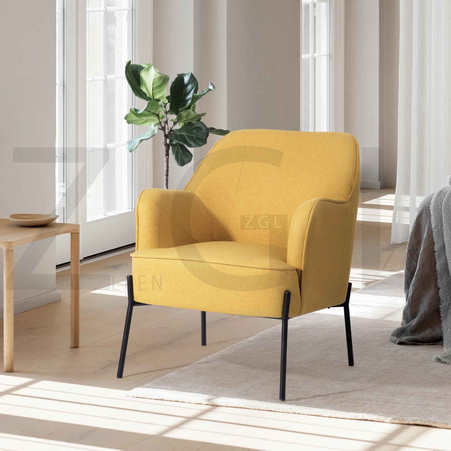 Fabric Accent Chair with Armrest Mid Century Living Room Chairs Dugan