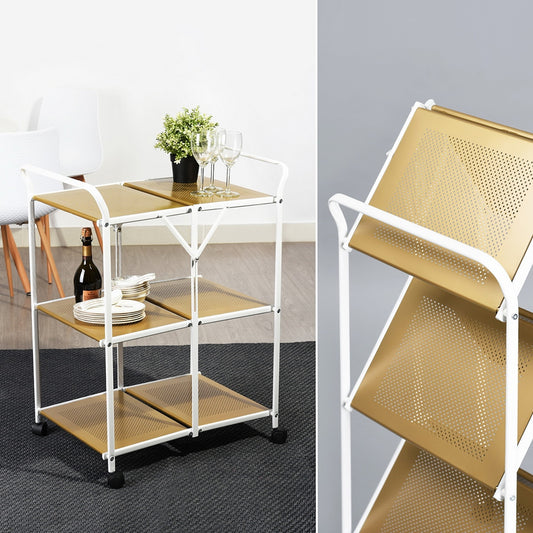 Folding Rolling Kitchen Trolley Serving Cart Elias