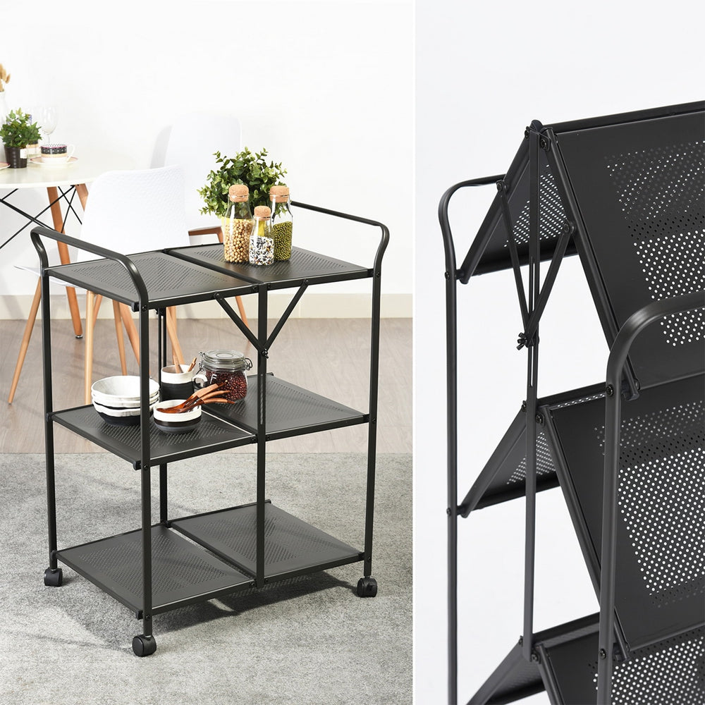 Folding Rolling Kitchen Trolley Serving Cart Elias