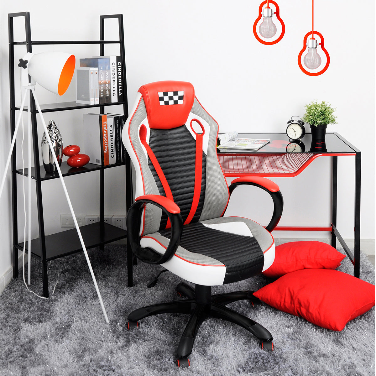 Gaming Chair Racing Office Chair Recliner Swivel Rocker Mesh PU  Eminem