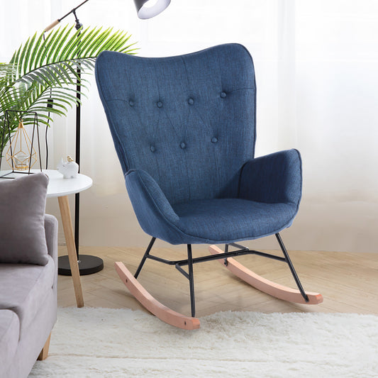 Rocking Accent Chair Fabric Velvet Wooden Legs Armrest Epping
