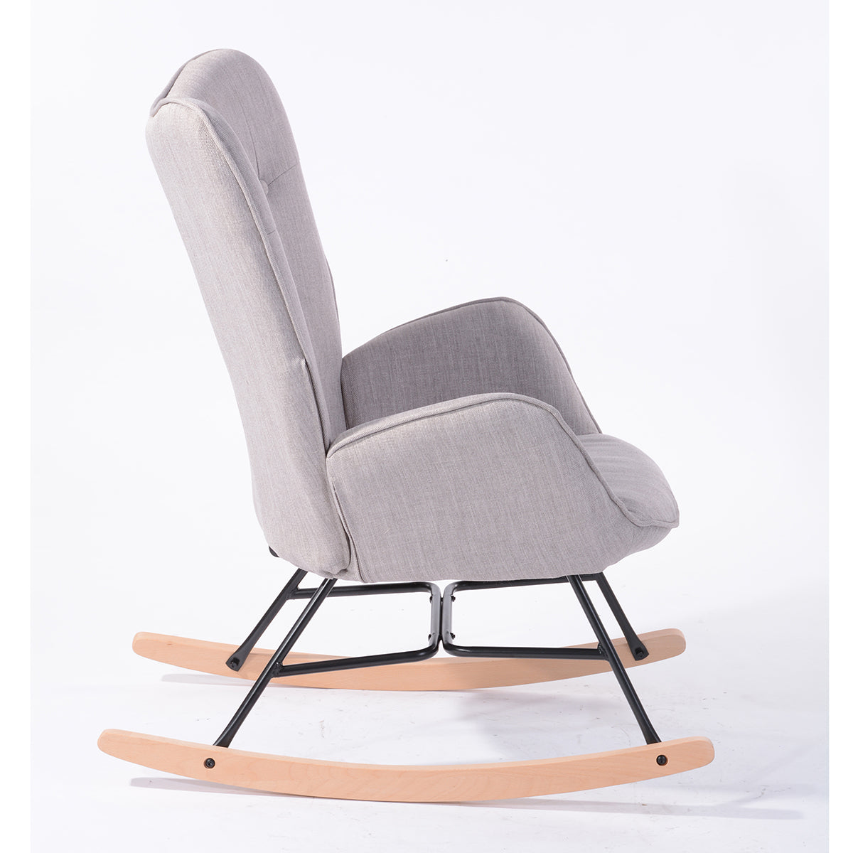 Rocking Accent Chair Fabric Velvet Wooden Legs Armrest Epping
