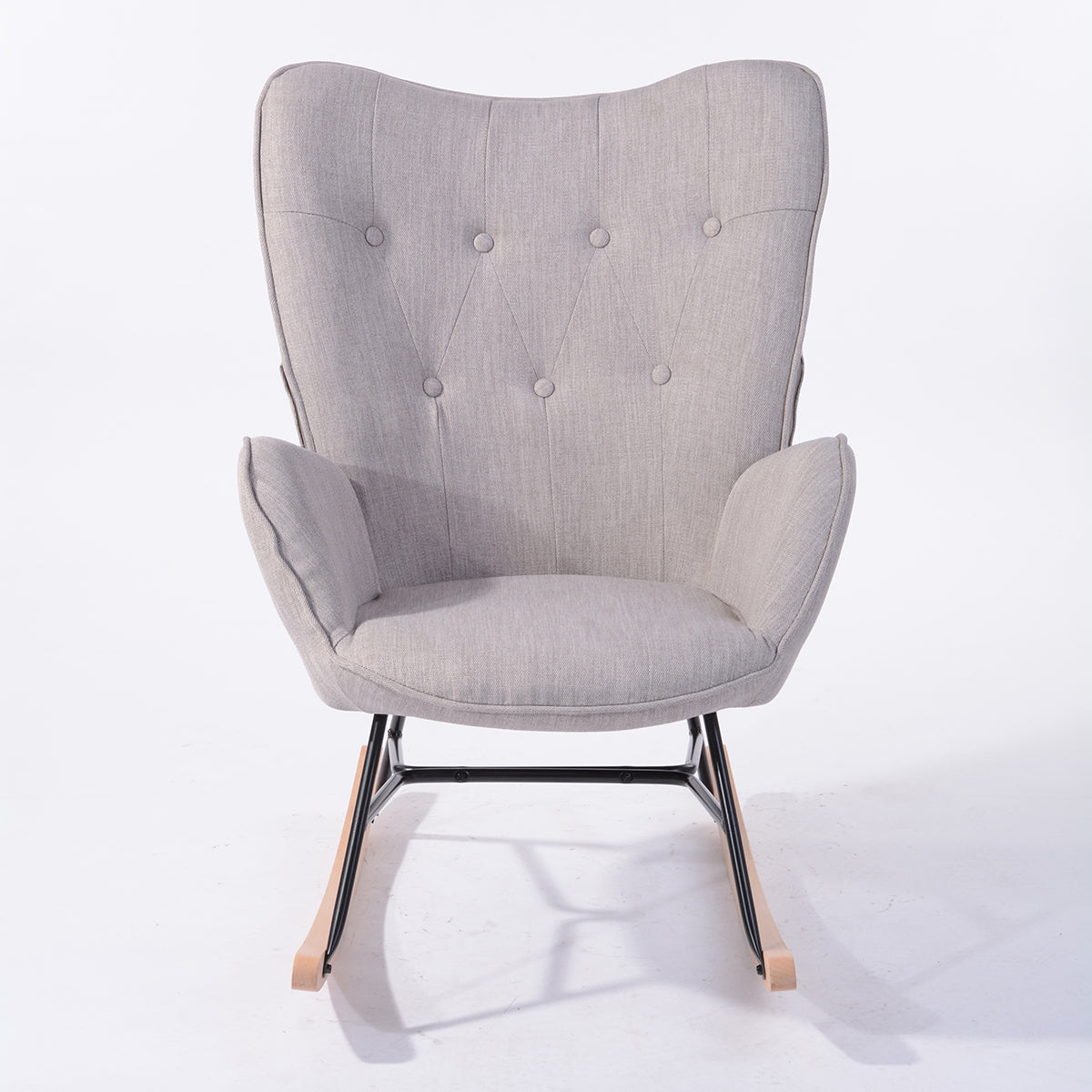 Rocking Accent Chair Fabric Velvet Wooden Legs Armrest Epping
